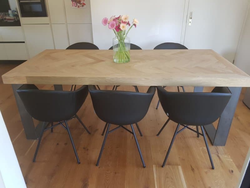 Herringbone oak table with your base