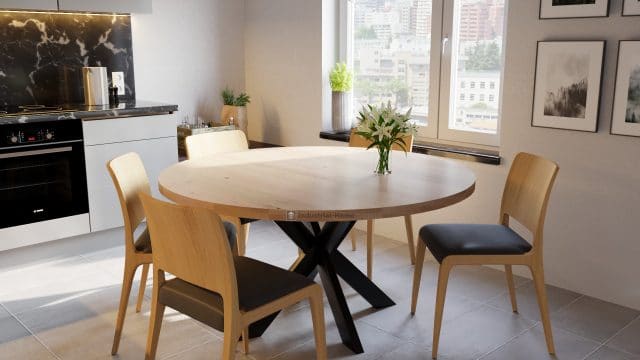 Rowy Oak Round Table Including Base of Your Choice