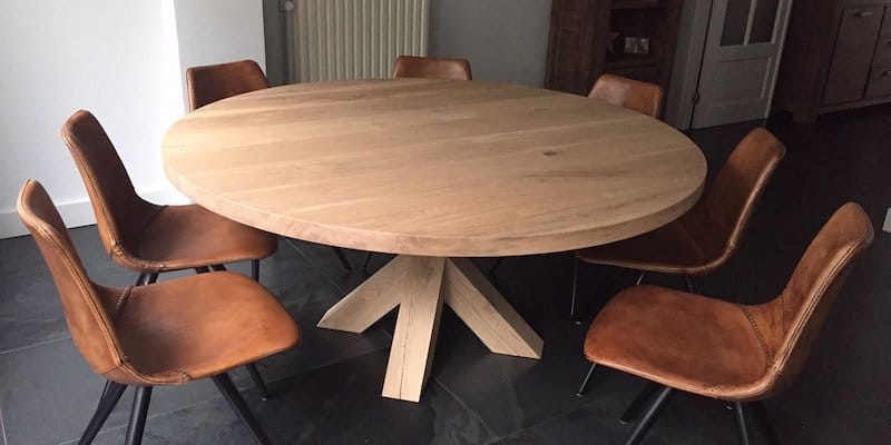 Vooruitzicht meisje Cusco Eiken ronde tafel Rowy met eiken Matrix 4 cm online bestellen bij  Industrial-Home