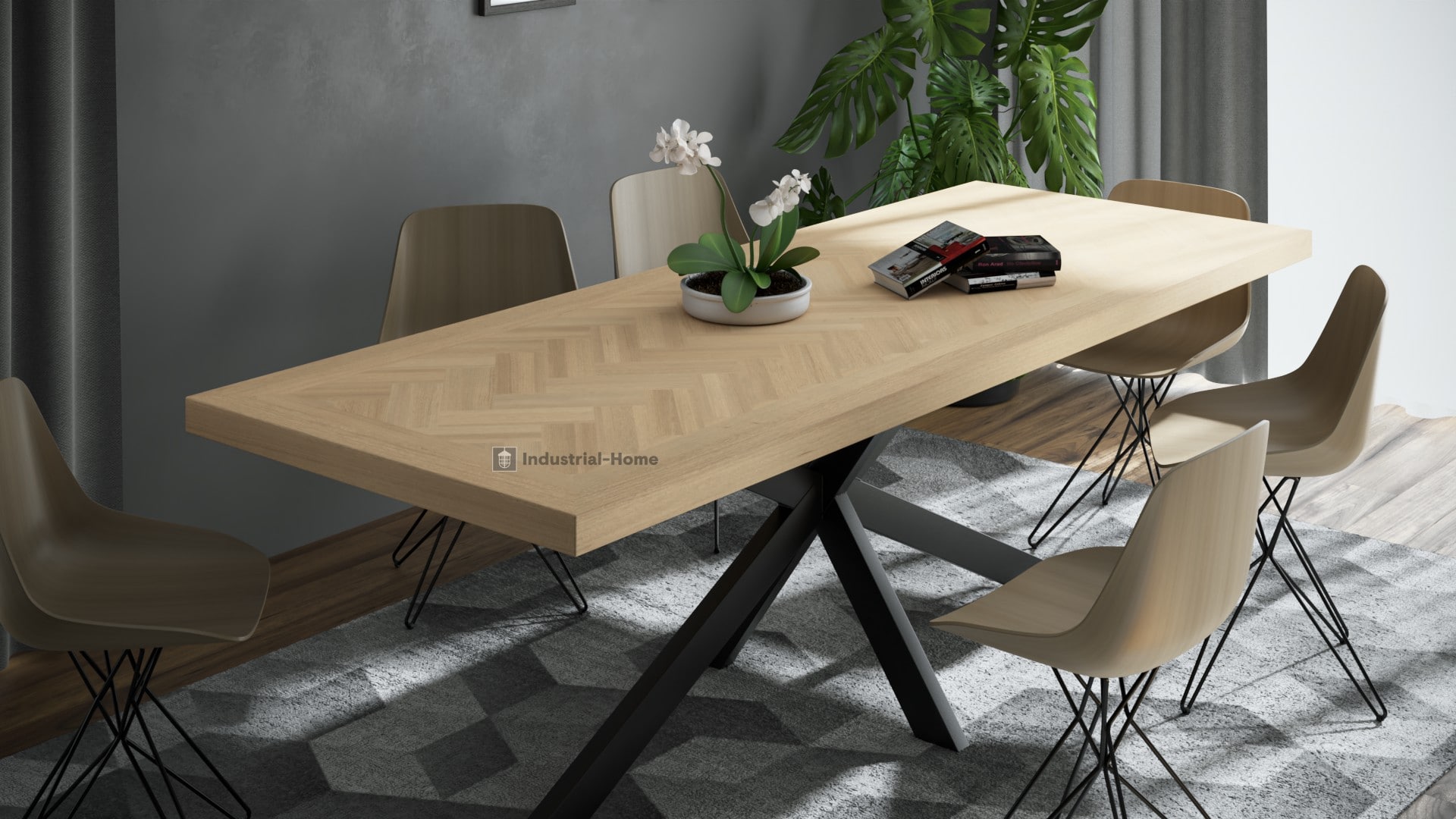 Oak herringbone table Mosina