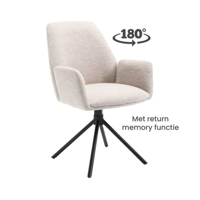 Dining room chair-Donna-with-Fabric-Alpine-Natural-01-and-spider leg-Front view-Slanted-2-180