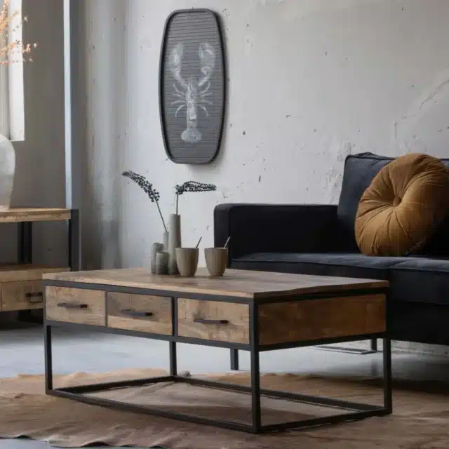 Stolik kawowy z drewna mango 120x60x45cm 3 szuflady 8211 Zamów teraz, a otrzymasz dostawę w 22. tygodniu