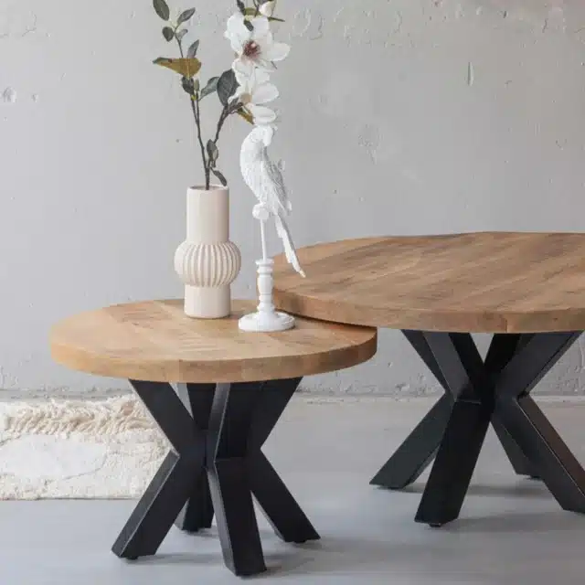 Stolik kawowy z drewna mango Noga pająka okrągła 90x47cm 8211 Teraz w magazynie Dostawa w ciągu 7 dni
