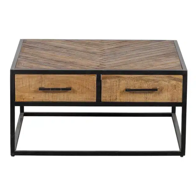Stolik kawowy Mango Wood 80x80x40cm Dwie szuflady w jodełkę 8211 Zamów teraz, a otrzymasz dostawę w 22. tygodniu