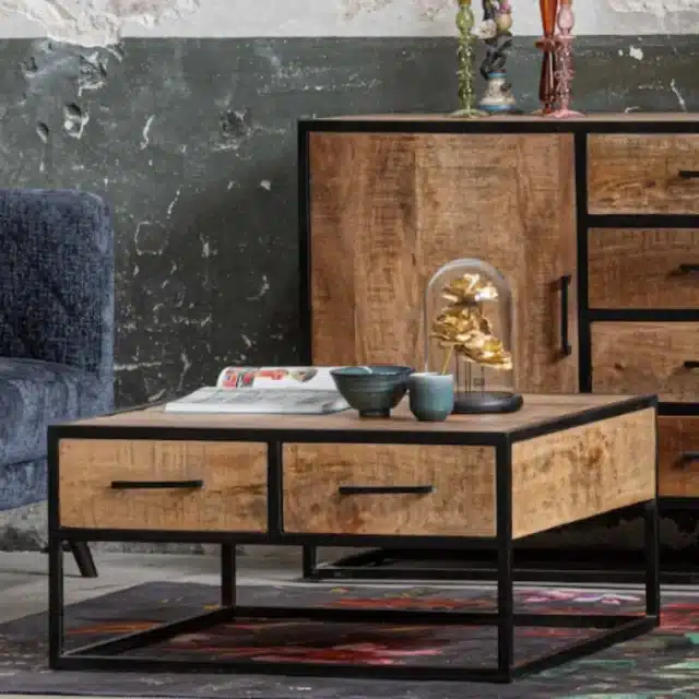 Mangohouten Salontafel 80x80x40cm 4 Lades 8211 Bestel Nu Voor Levering In Week 22